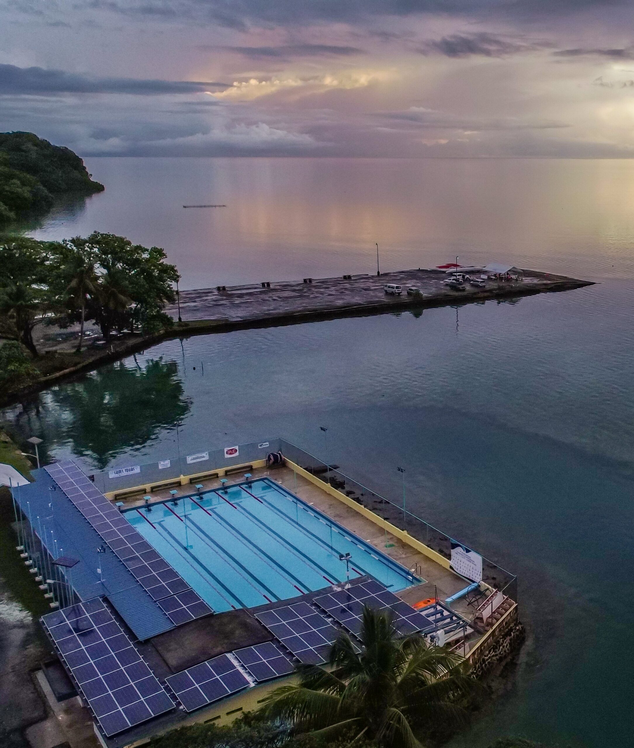 Home pool drone shot